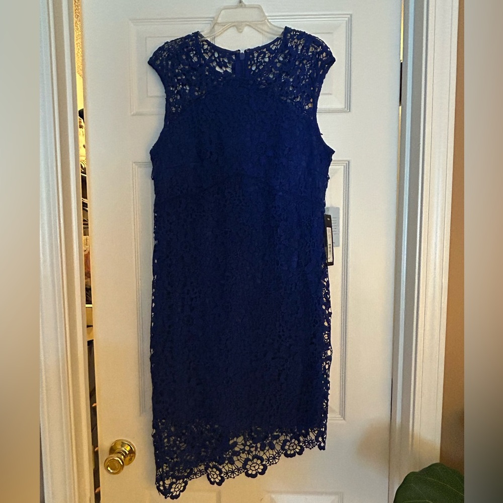 bebe Royal Blue Lace Midi Dress